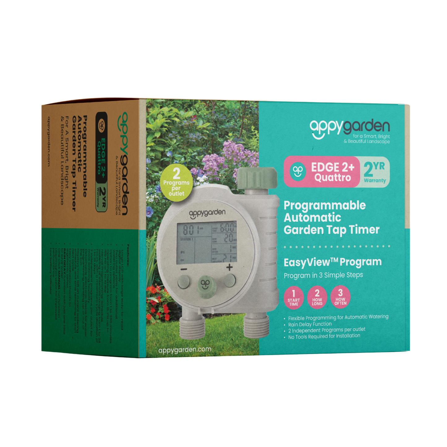 Appygarden™ Edge 2 Plus QUATTRO Tap & Water Timer (2 Ports, 2 Programs per Port)